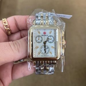 Michele deco two tone watch